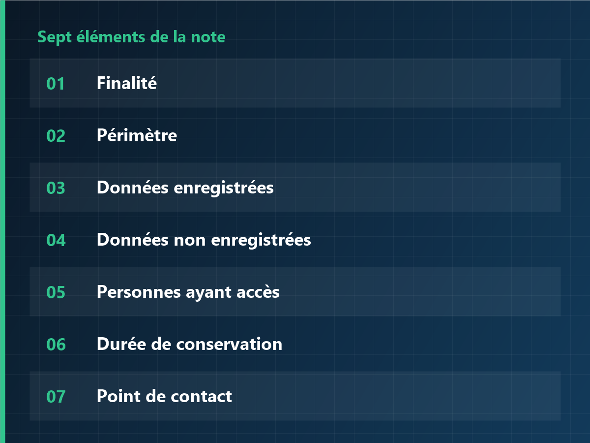 Sept éléments de la note